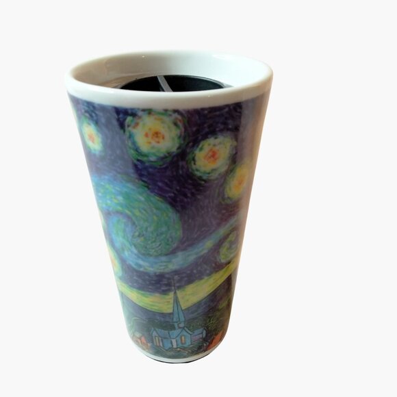 Chaleur Van Gogh Starry Night 12 Oz Ceramic Travel Mug Lid - Picture 2 of 15